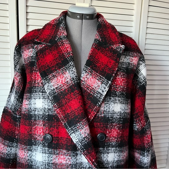 NEW Tribal plaid double breasted Shacket L - Picture 3 of 14